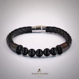 Doğaltaş Erkek (Hematit ve Onix)