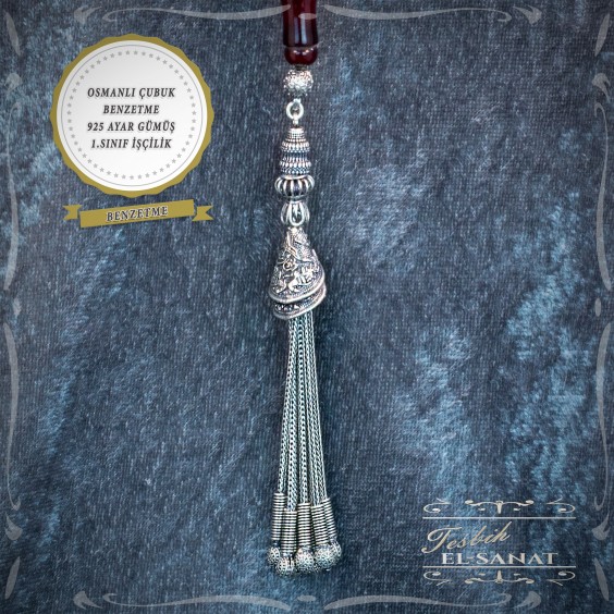 Osmanlı Çubuk Benzetme 925 Ayar Gümüş Püsküllü Tesbih (8,5 x 12,5mm) Osmanlı Çubuk Benzetme 925 Ayar Gümüş Püsküllü Tesbih (8,5 x 12,5mm)