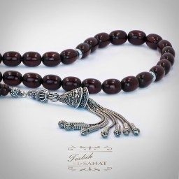 Osmanlı Çubuk Benzetme 925 Ayar Gümüş Püsküllü Tesbih (8,5 x 12,5mm)