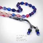 1.000 Ayar Kazaz Gümüş Arpa Kesim Kehribar Tesbih (7x11mm)