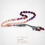 1.000 Ayar Kazaz Gümüş Arpa Kesim Kehribar Tesbih (7x11mm)