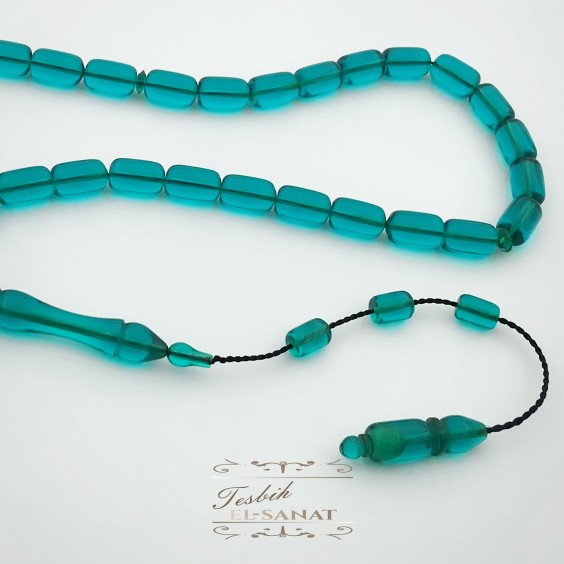 Damla Kehribar Usta İşi Sistemli Püsküllü Tesbih (7 x 11mm)