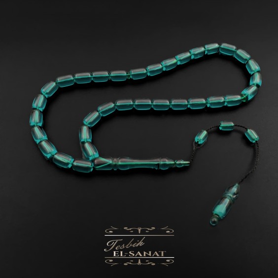 Damla Kehribar Usta İşi Sistemli Püsküllü Tesbih (7 x 11mm)