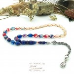 925 Ayar Gümüş Arpa Kesim Damla Kehribar Tesbih (7x11mm) 