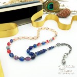 925 Ayar Gümüş Arpa Kesim Damla Kehribar Tesbih (7x11mm) 