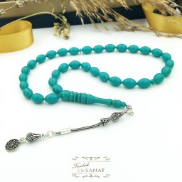 925 Ayar Gümüş Arpa Kesim Damla Kehribar Tesbih (7x11mm) 