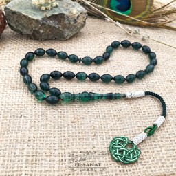 Arpa Kesim Damla Kehribar Kazaz Püsküllü Tesbih (7x11mm)