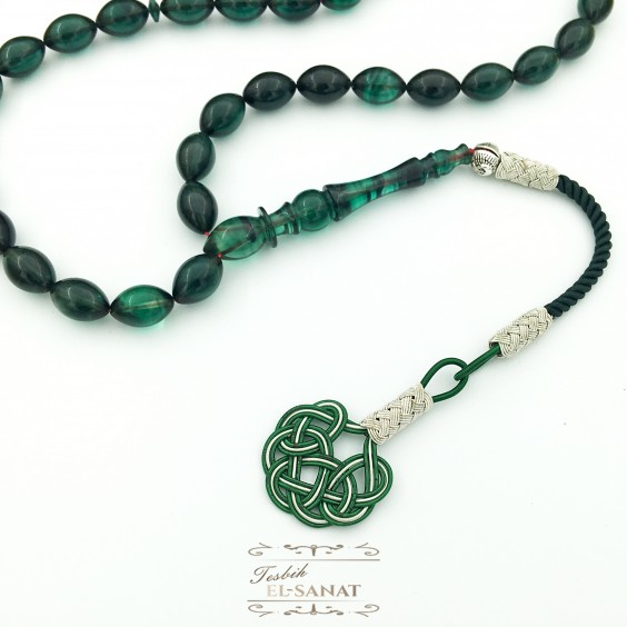 Arpa Kesim Damla Kehribar Kazaz Püsküllü Tesbih (7x11mm)