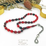 925 Ayar Gümüş Arpa Kesim Damla Kehribar Tesbih (7x11mm) 