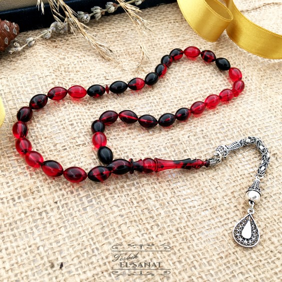 925 Ayar Gümüş Arpa Kesim Damla Kehribar Tesbih (7x11mm) 925 Ayar Gümüş Arpa Kesim Damla Kehribar Tesbih (7x11mm)