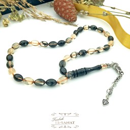 925 Ayar Gümüş Arpa Kesim Damla Kehribar Tesbih (7x11mm) 