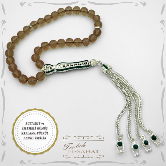 Zultanit ve İşlemeli Gümüş Kaplama Püskül 1.Sınıf İşçilik Zultanit ve İşlemeli Gümüş Kaplama Püskül 1.Sınıf İşçilik