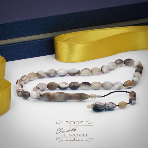 Bufalo Boynuzu Usta İşi Sistemli Püsküllü Tesbih  (7x10mm)