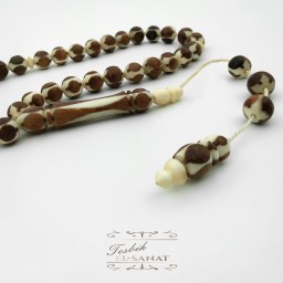 Deve Kemiği ve Kuka Ağacı Küre Kesim Efe Boy Usta İşi Sistemli Püsküllü Tesbih (8 x 8mm)