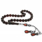 1000 Ayar Kazaz Püsküllü Küre Kesim Ateş Kırmızı Damla Kehribar Tesbih (10mm)