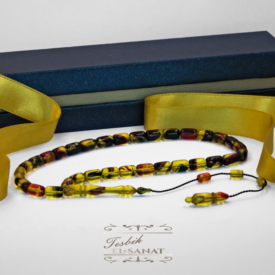 Damla Kehribar Usta İşi Sistemli Püsküllü Tesbih (7 x 11mm)