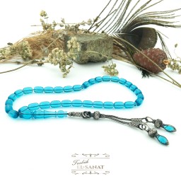 1.000 Ayar Kazaz Gümüş Kapsül Kesim Uçak Camı Tesbih (8x12mm)