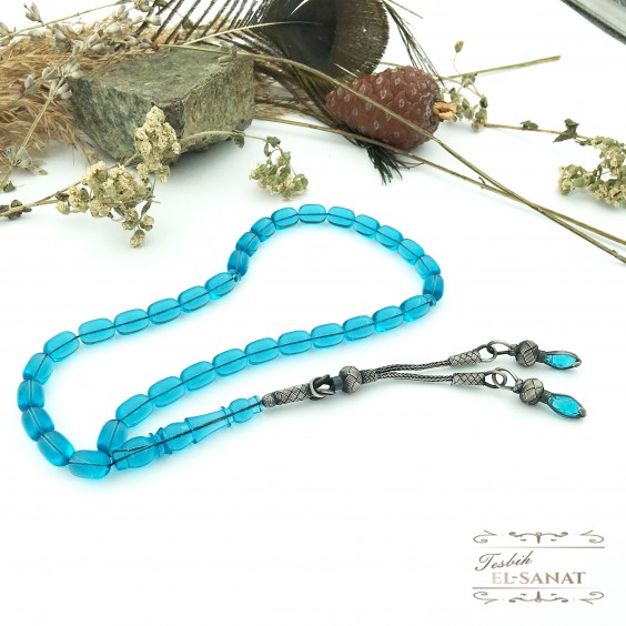 1.000 Ayar Kazaz Gümüş Kapsül Kesim Uçak Camı Tesbih (8x12mm) 1.000 Ayar Kazaz Gümüş Kapsül Kesim Uçak Camı Tesbih (8x12mm)