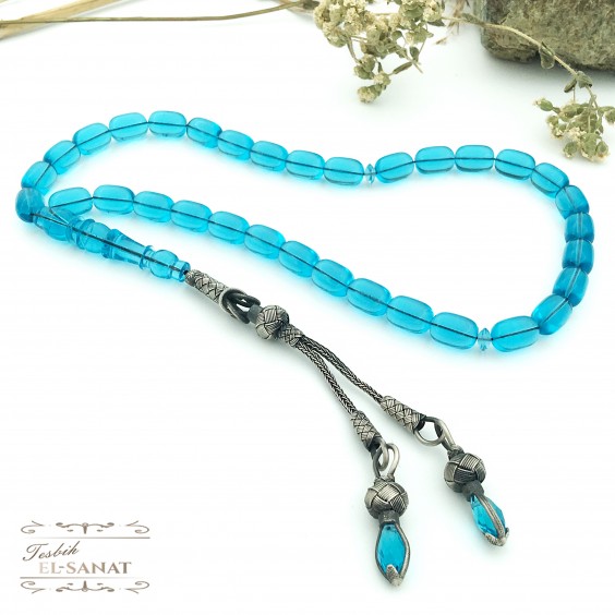 1.000 Ayar Kazaz Gümüş Kapsül Kesim Uçak Camı Tesbih (8x12mm) 1.000 Ayar Kazaz Gümüş Kapsül Kesim Uçak Camı Tesbih (8x12mm)