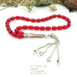 Gümüş Kaplama Kapsül Kesim Uçak Camı Tesbih (8x12mm)