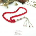 Gümüş Kaplama Kapsül Kesim Uçak Camı Tesbih (8x12mm)